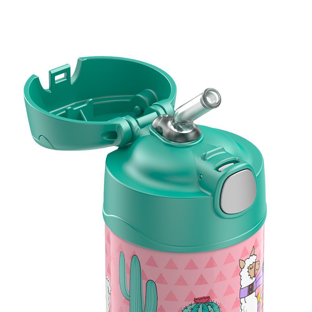 Thermos® 12oz FUNtainer® cooler bag in Default Title — close-up of push-button straw lid