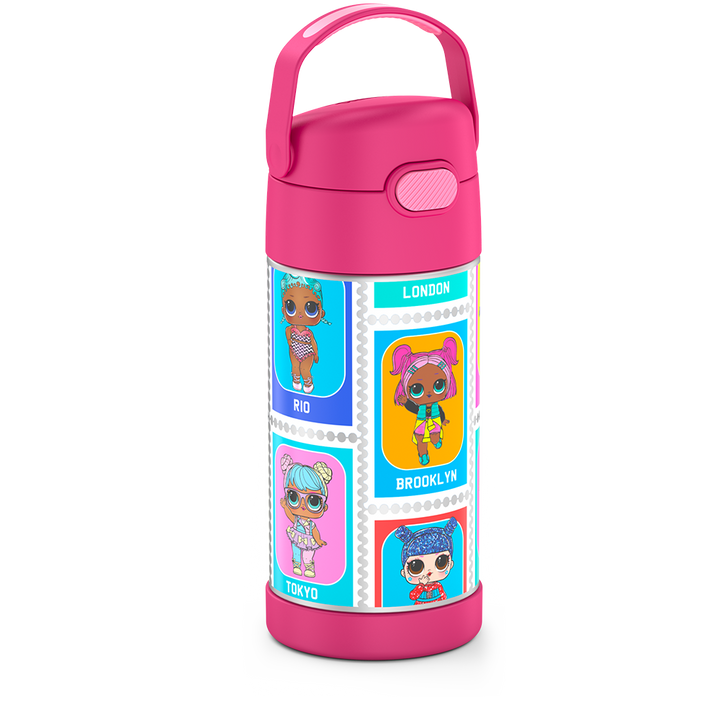 Thermos® 12oz FUNtainer® water bottle in Default Title — angled view showing full profile