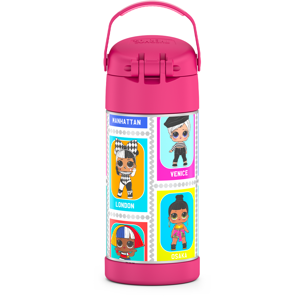 Thermos® 12oz FUNtainer® water bottle in Default Title — back view showing handle and base