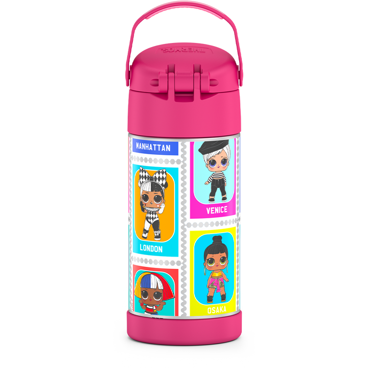 Thermos® 12oz FUNtainer® water bottle in Default Title — back view showing handle and base