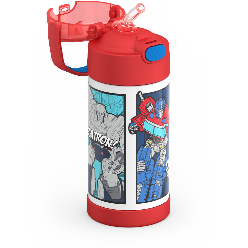 Thermos® 12oz FUNtainer® water bottle in Default Title — close-up of push-button straw lid
