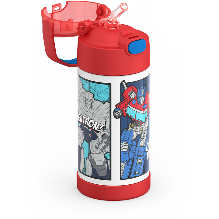 Thermos® 12oz FUNtainer® water bottle in Default Title — close-up of push-button straw lid