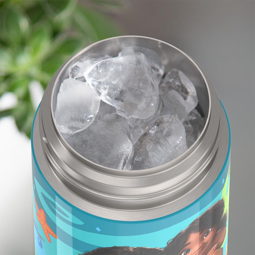 Thermos® 12oz FUNtainer® water bottle in Default Title — shown filled with ice, demonstrating insulation