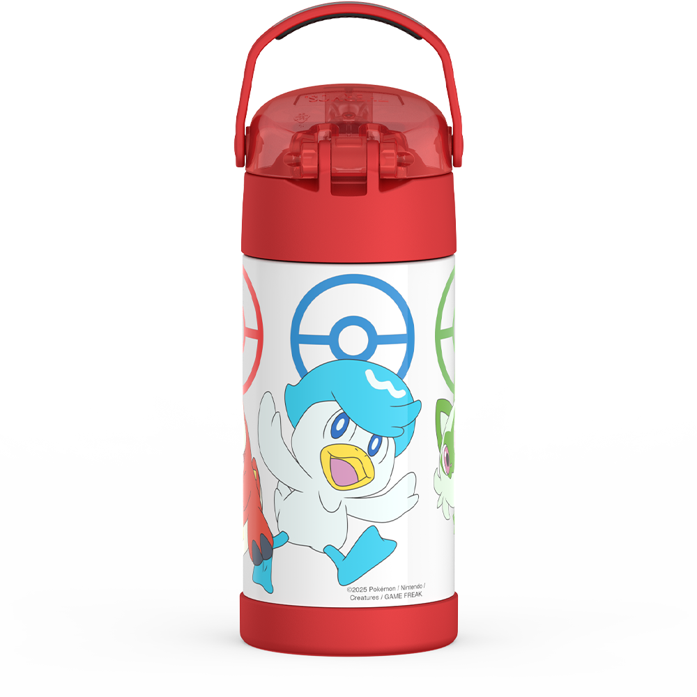 Thermos® 12oz FUNtainer® water bottle in Default Title — back view showing handle and base