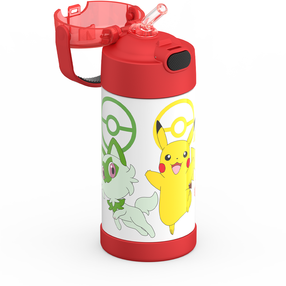 Thermos® 12oz FUNtainer® water bottle in Default Title — close-up of push-button straw lid