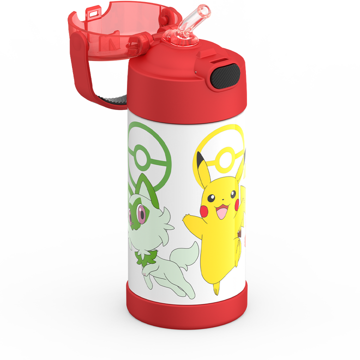 Thermos® 12oz FUNtainer® water bottle in Default Title — close-up of push-button straw lid