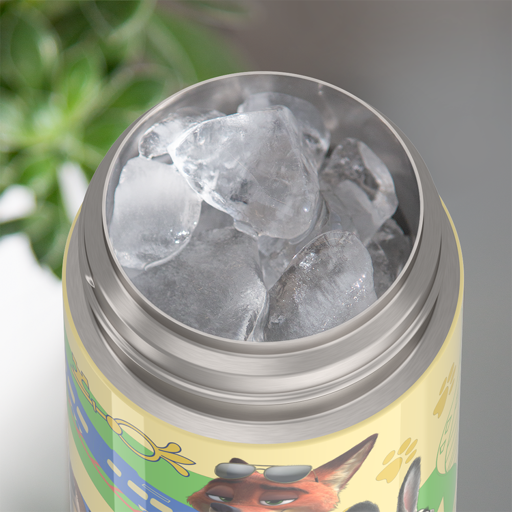 Thermos® 12oz FUNtainer® water bottle in Default Title — shown filled with ice, demonstrating insulation