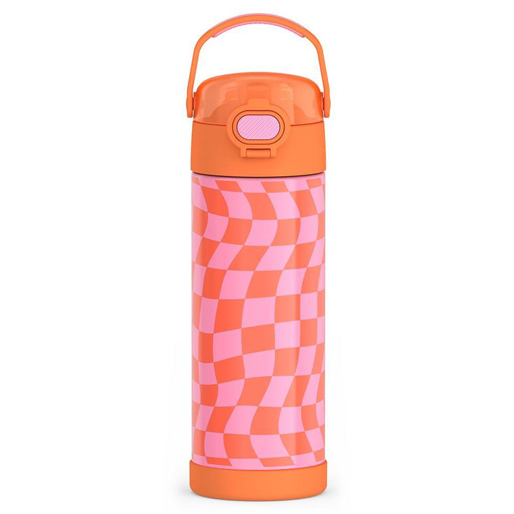 Thermos® 16oz FUNtainer® water bottle in Wavy Checkers Orange