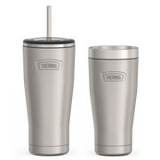 24oz Cold Tumbler with Straw & 16oz Travel Tumbler Bundle - Matte Stainless Steel thumbnail
