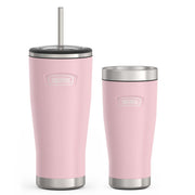 24oz Cold Tumbler with Straw & 16oz Travel Tumbler Bundle - Sunset Pink thumbnail