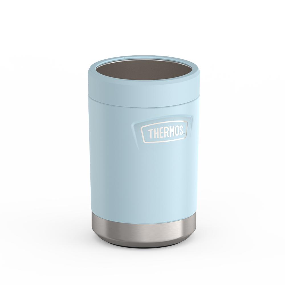Thermos® 12oz Icon™ can insulator in Glacier — angled view showing full profile