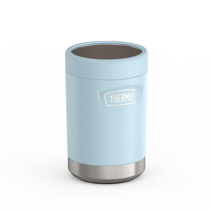 Thermos® 12oz Icon™ can insulator in Glacier — angled view showing full profile