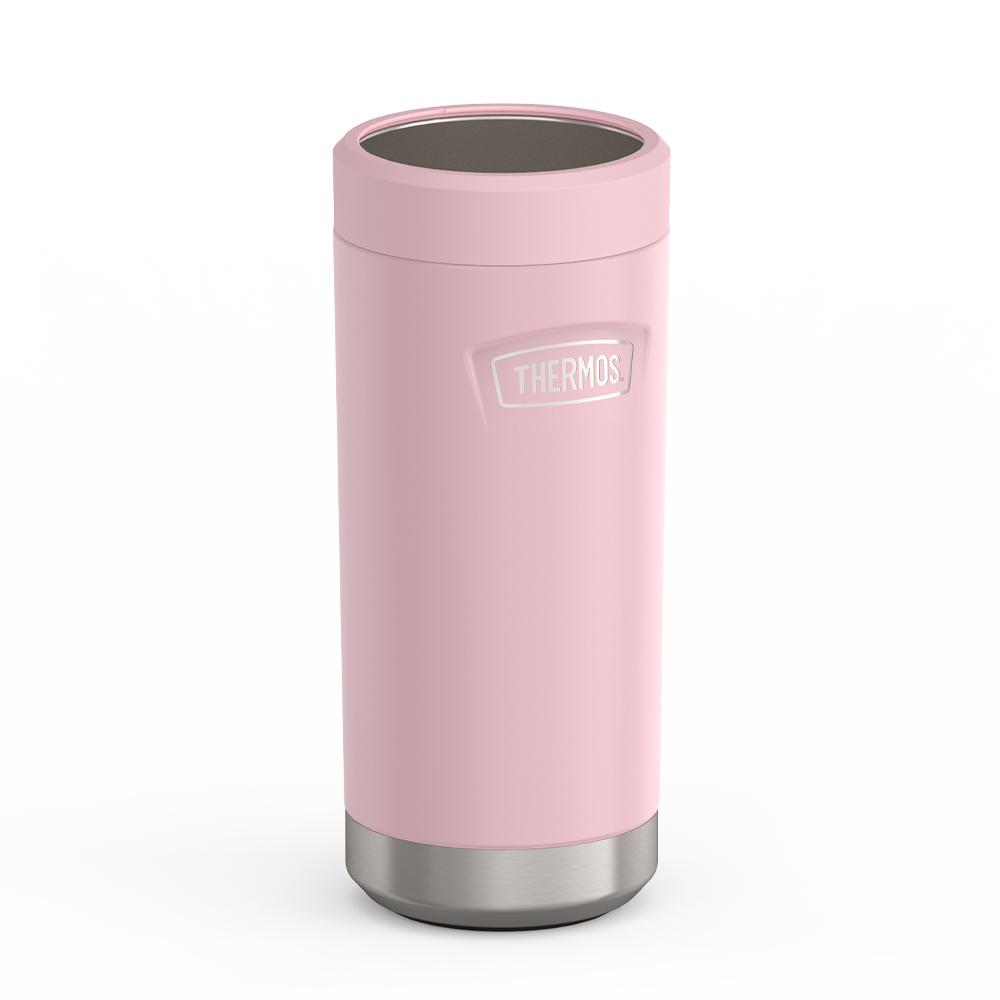 Thermos® 12oz Icon™ can insulator in Plum — angled view showing full profile