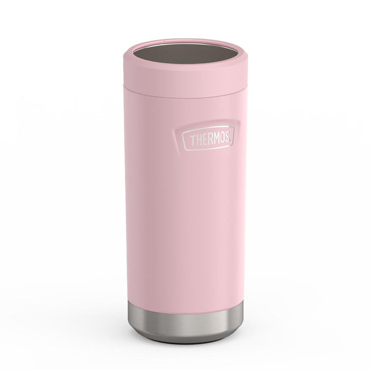 Thermos® 12oz Icon™ can insulator in Plum — angled view showing full profile