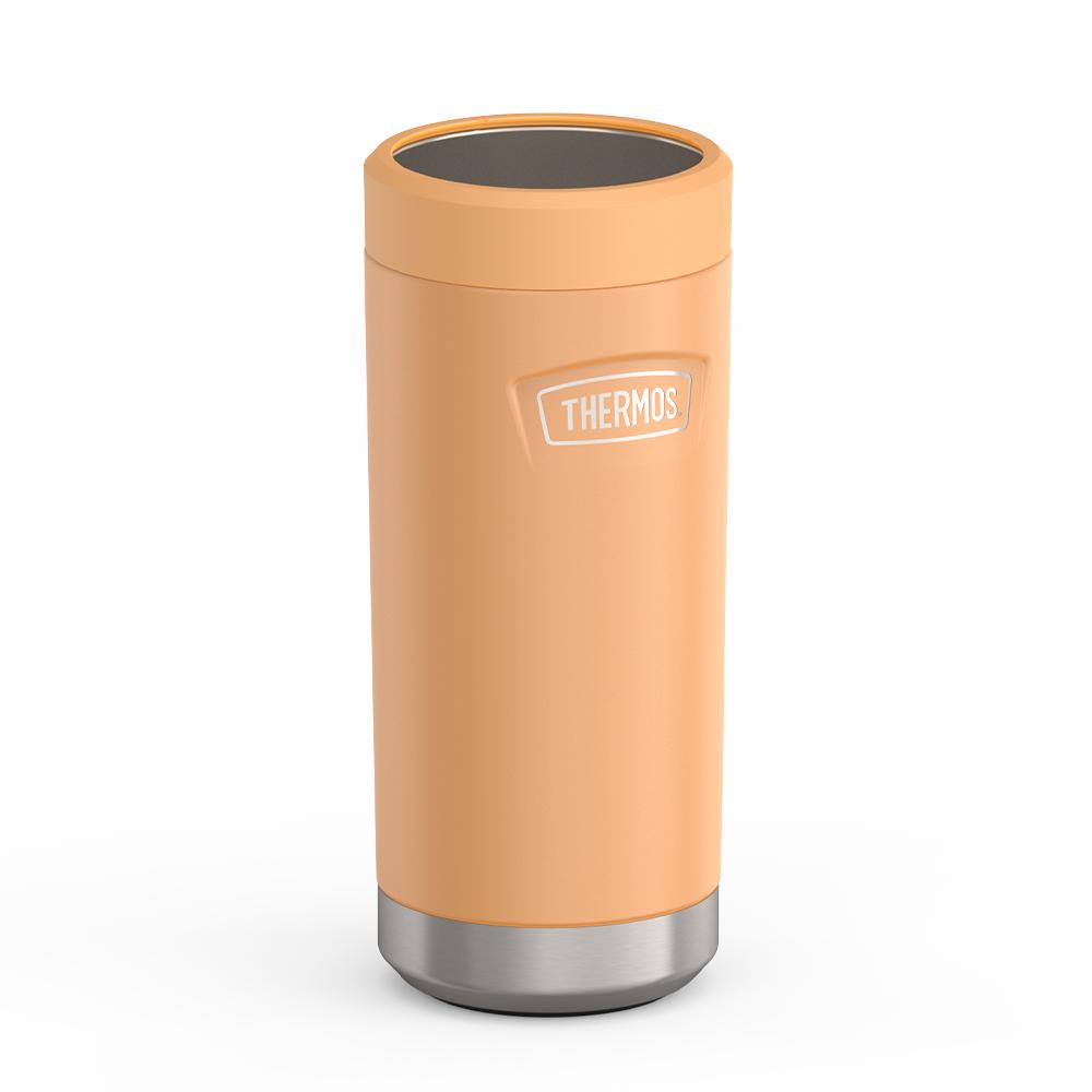 Thermos® 12oz Icon™ can insulator in Plum — angled view showing full profile