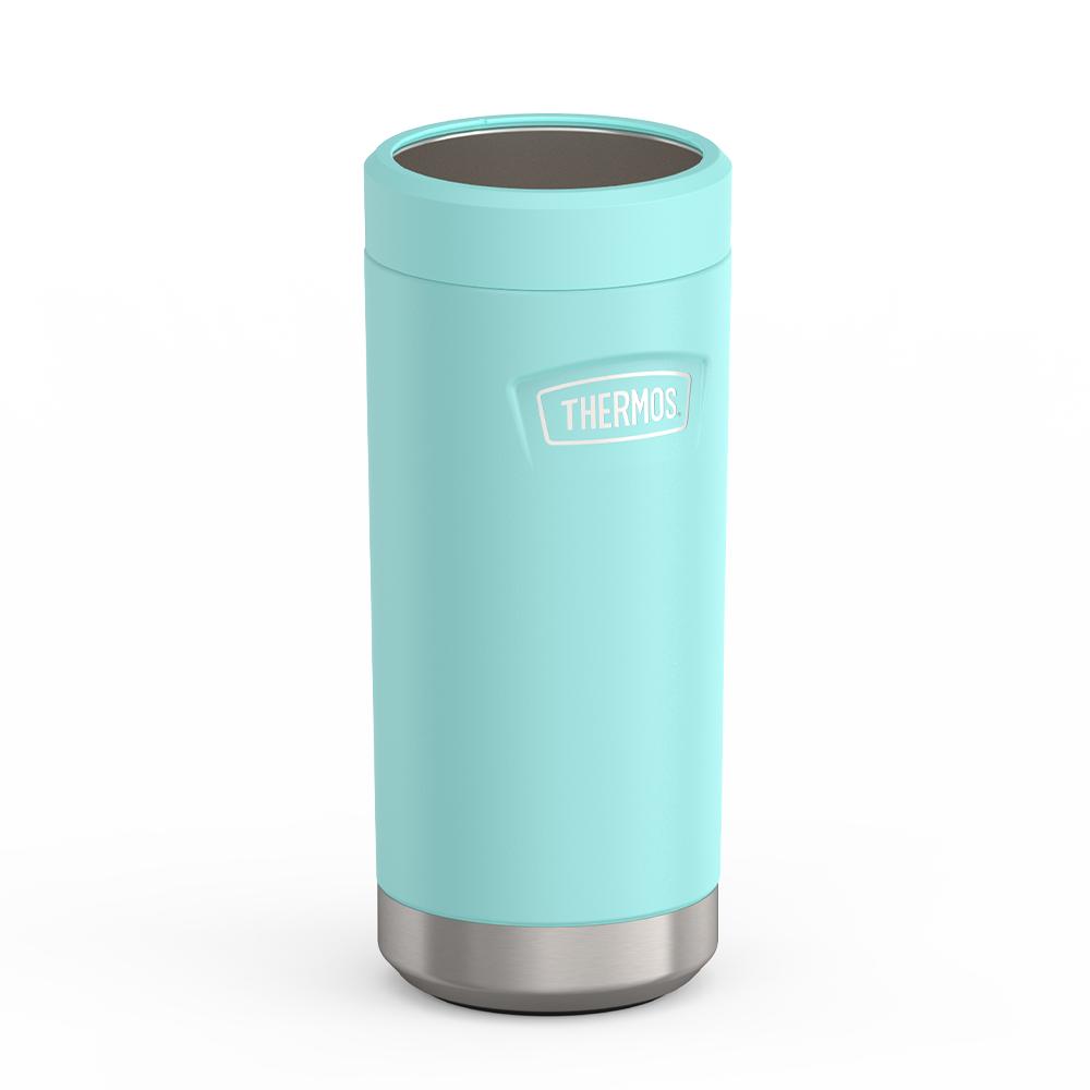 Thermos® 12oz Icon™ can insulator in Plum — angled view showing full profile