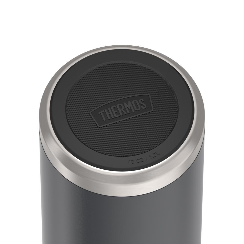 Thermos® 40oz Icon™ beverage bottle in Matte Stainless Steel — base showing Griptec™ non-slip base