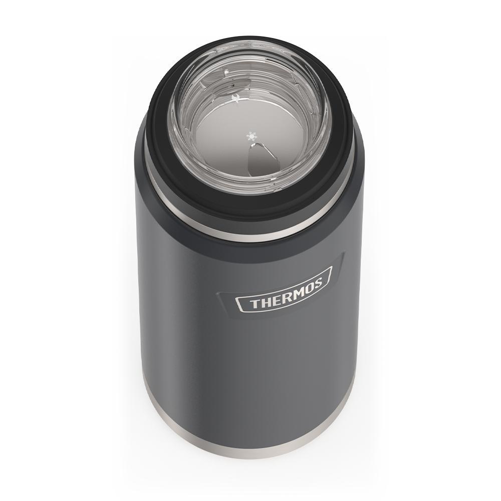 Thermos® 40oz Icon™ beverage bottle in Matte Stainless Steel — close-up of lid mechanism