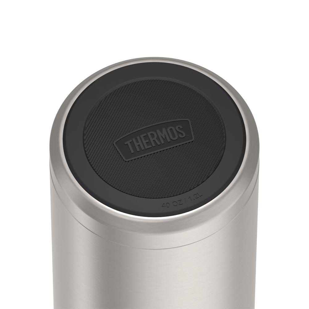 Thermos® 40oz Icon™ beverage bottle in Matte Stainless Steel — base showing Griptec™ non-slip base
