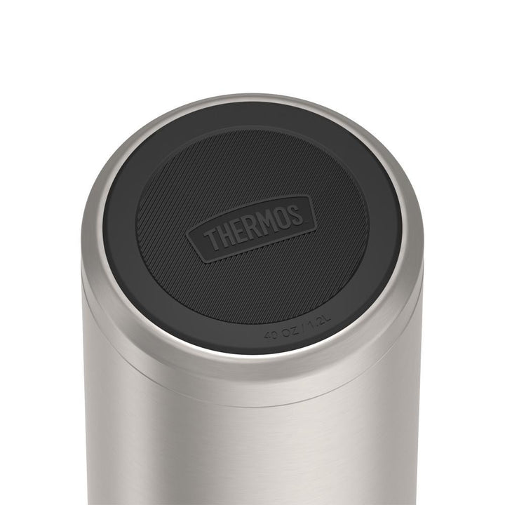 Thermos® 40oz Icon™ beverage bottle in Matte Stainless Steel — base showing Griptec™ non-slip base