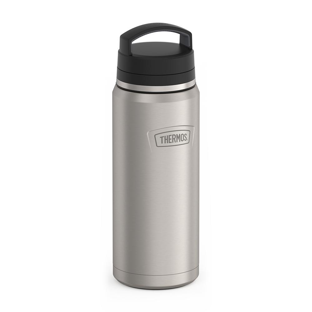 Thermos® 40oz Icon™ beverage bottle in Matte Stainless Steel — angled view showing full profile