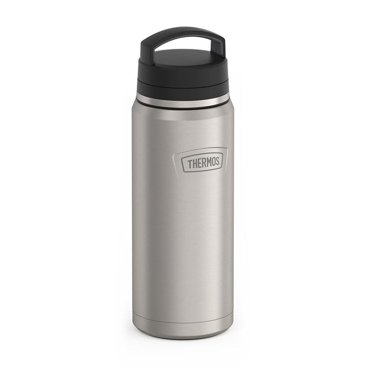 Thermos® 40oz Icon™ beverage bottle in Matte Stainless Steel — angled view showing full profile