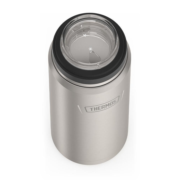 Thermos® 40oz Icon™ beverage bottle in Matte Stainless Steel — close-up of lid mechanism