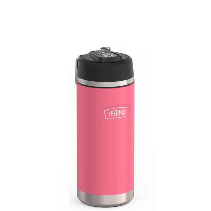 Thermos® 18oz Icon™ water bottle in Matte Stainless Steel — angled view showing full profile