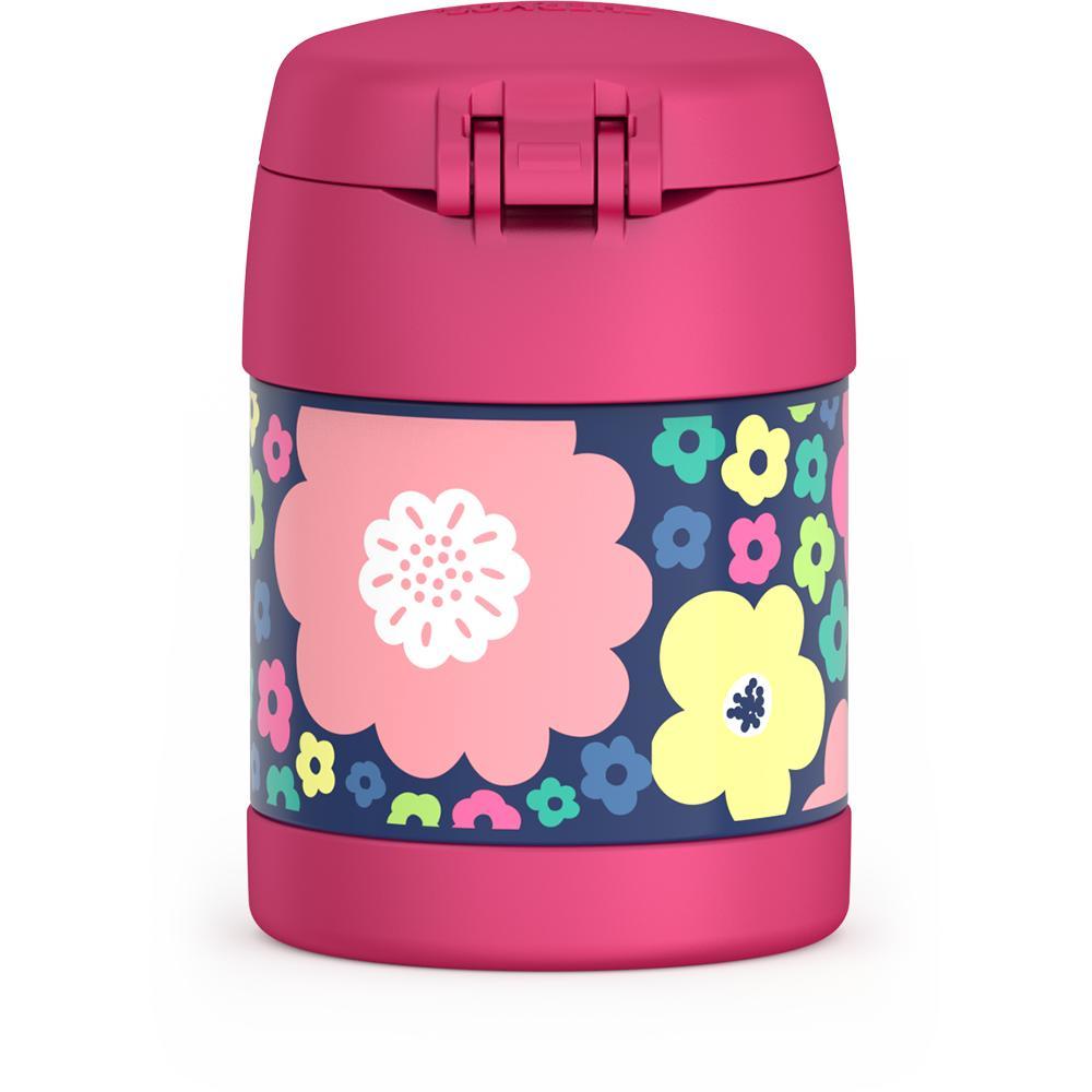 Thermos® 10oz FUNtainer® food jar in Rainbow Dreams — back view showing handle and base