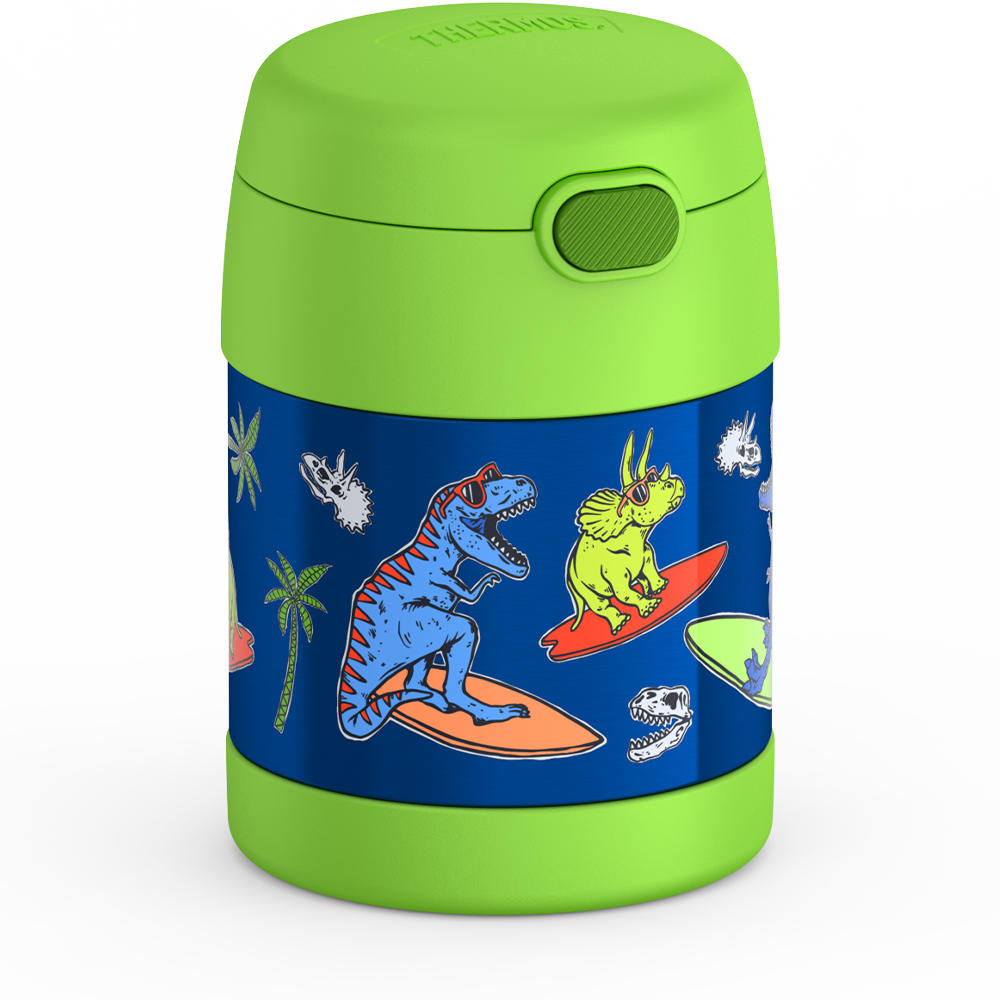 Thermos® 10oz FUNtainer® food jar in Rainbow Dreams — angled view showing full profile
