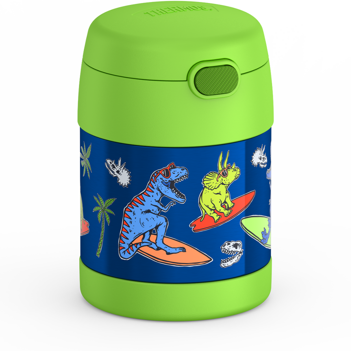 Thermos® 10oz FUNtainer® food jar in Rainbow Dreams — angled view showing full profile