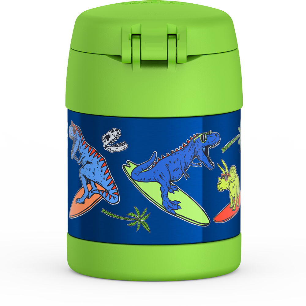 Thermos® 10oz FUNtainer® food jar in Rainbow Dreams — back view showing handle and base