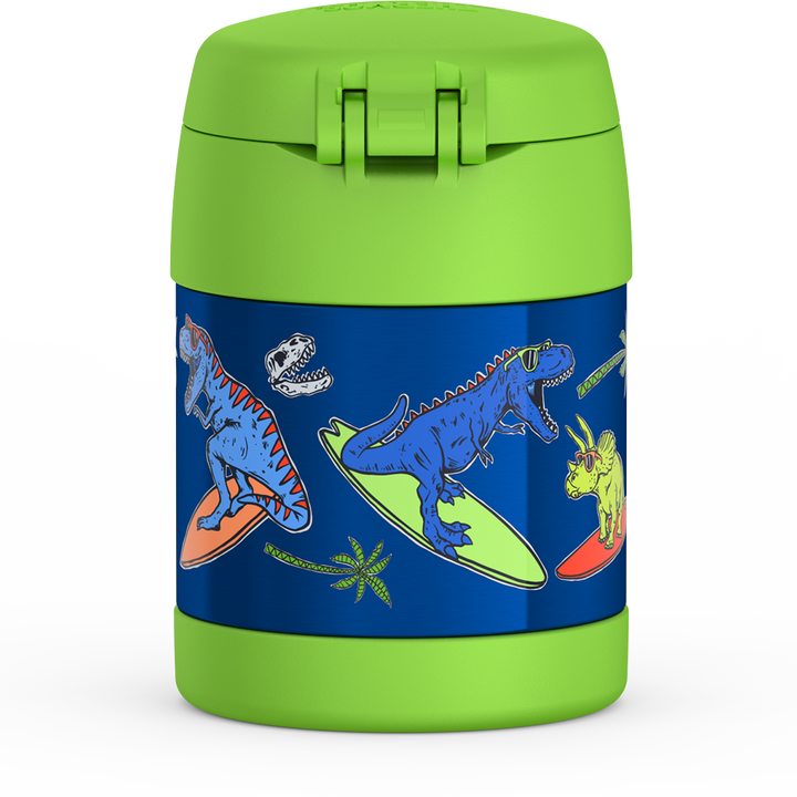 Thermos® 10oz FUNtainer® food jar in Rainbow Dreams — back view showing handle and base