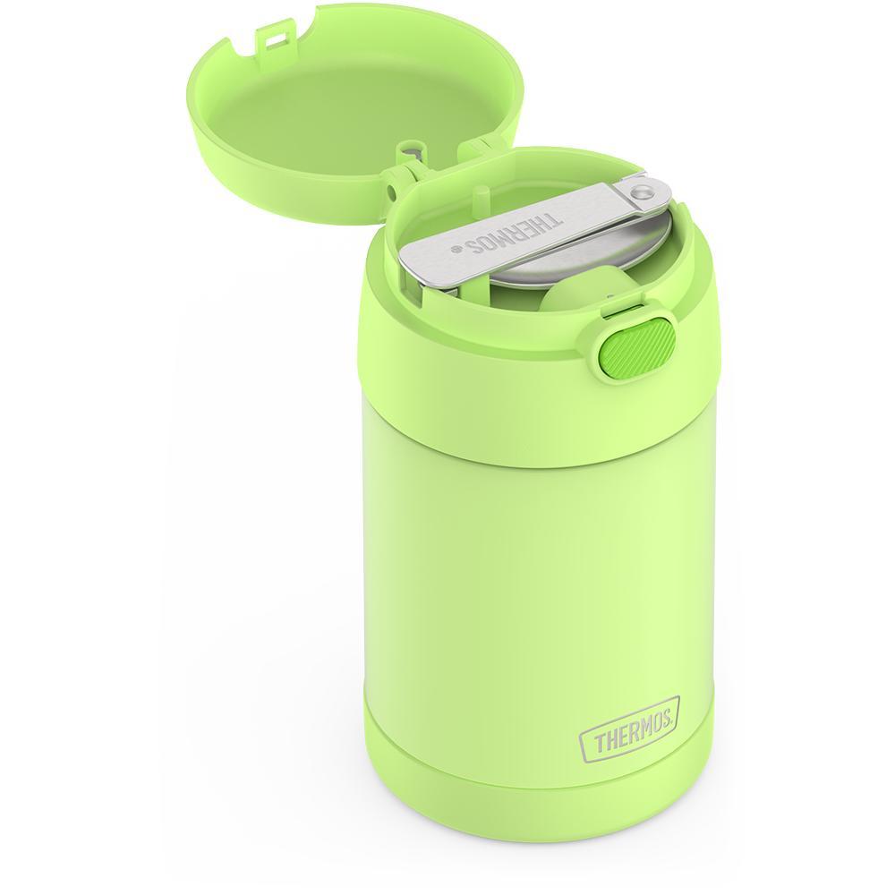 Thermos® 16oz FUNtainer® food jar in Neon Pink — close-up of lid mechanism