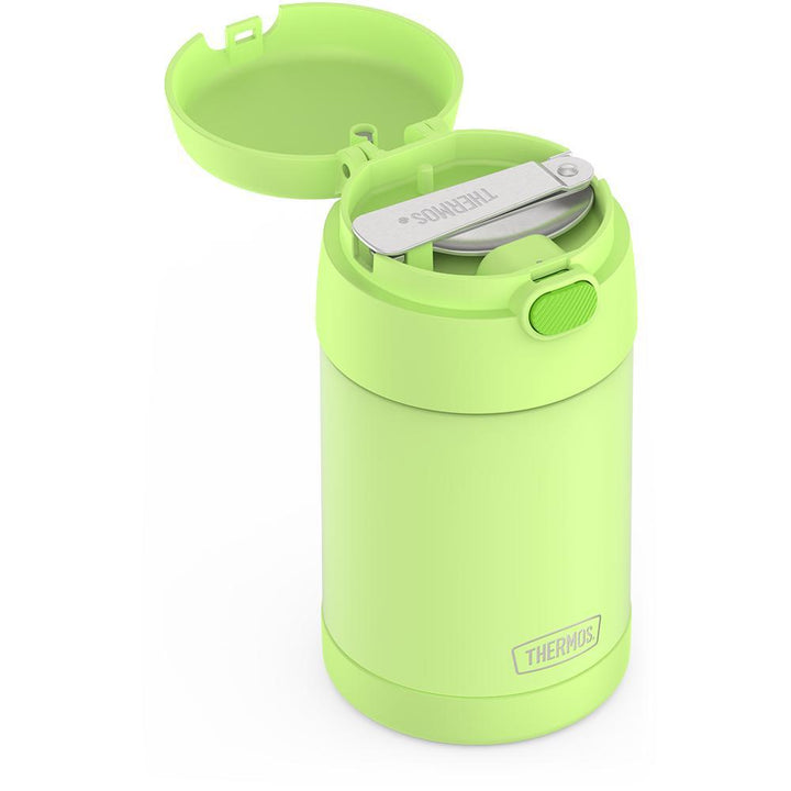 Thermos® 16oz FUNtainer® food jar in Neon Pink — close-up of lid mechanism