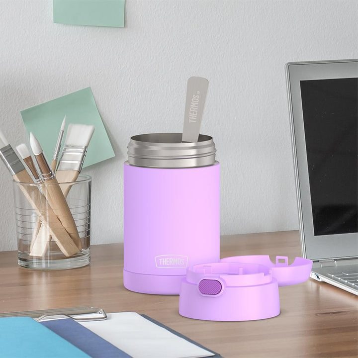 Thermos® 16oz FUNtainer® food jar in Neon Pink — lifestyle photo in use