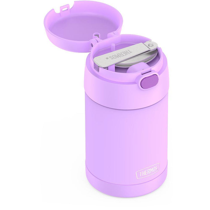 Thermos® 16oz FUNtainer® food jar in Neon Pink — close-up of lid mechanism