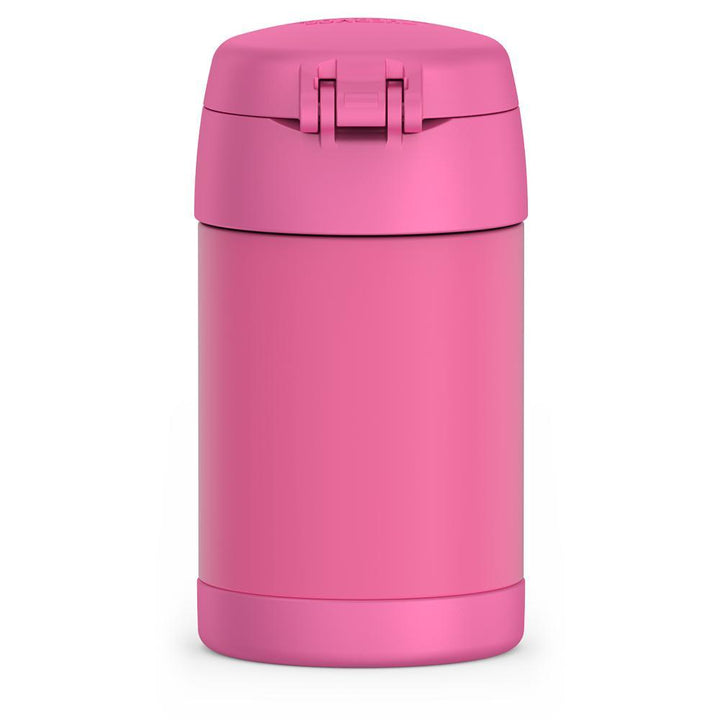 Thermos® 16oz FUNtainer® food jar in Neon Pink — back view showing handle and base