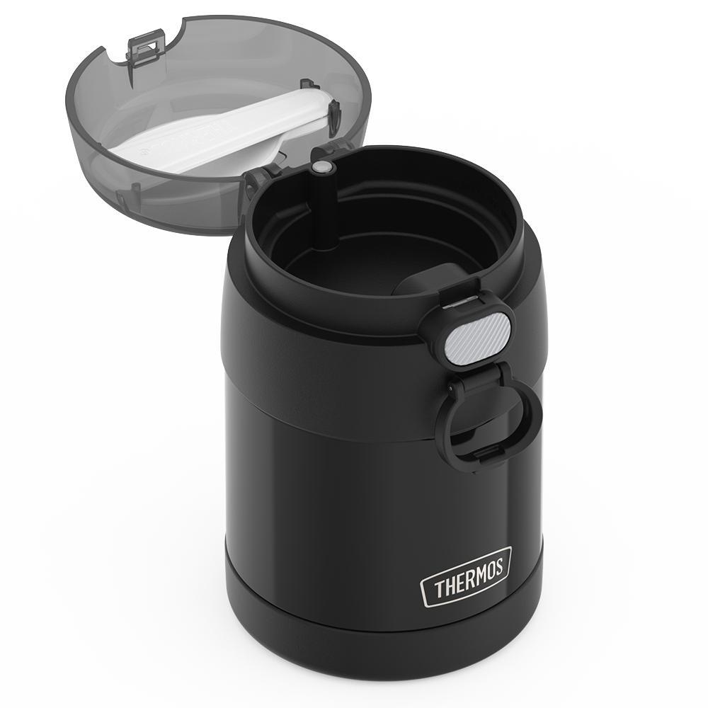 Thermos® 10oz FUNtainer® food jar in Navy — close-up of lid mechanism
