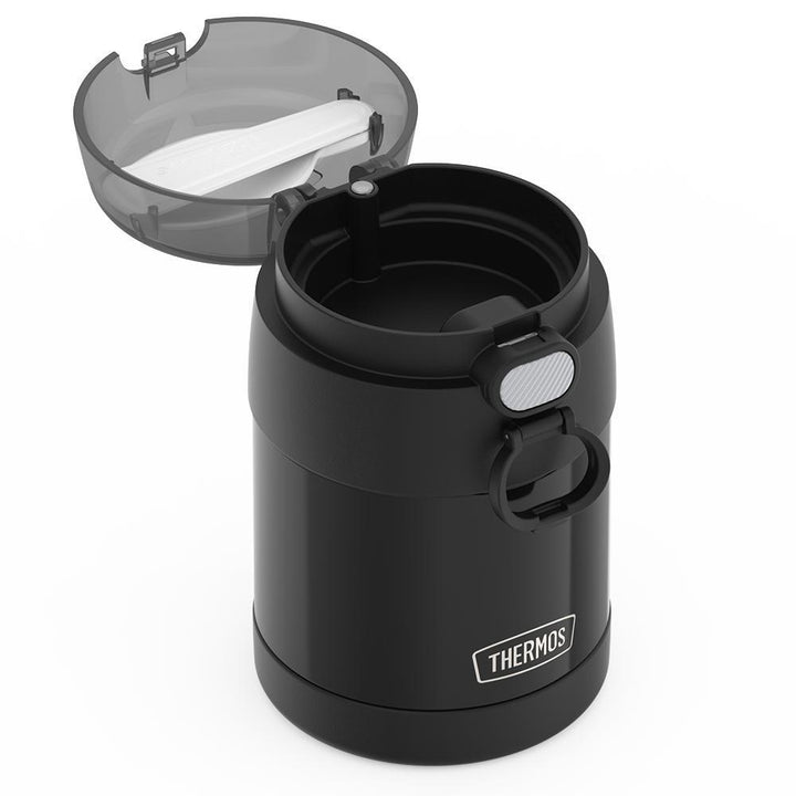 Thermos® 10oz FUNtainer® food jar in Navy — close-up of lid mechanism
