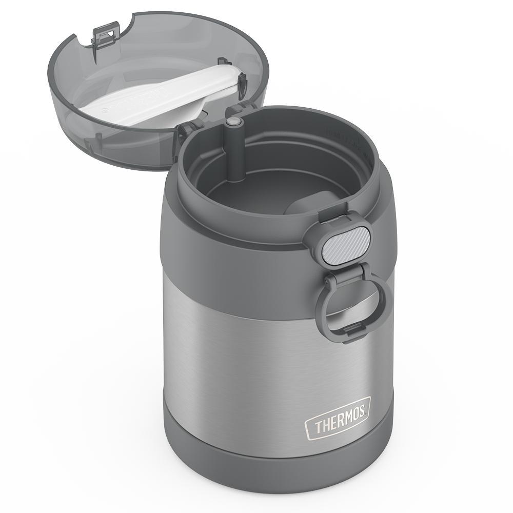 Thermos® 10oz FUNtainer® food jar in Navy — close-up of lid mechanism