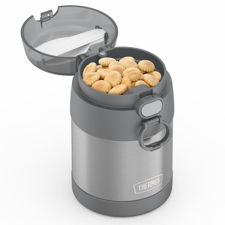 Thermos® 10oz FUNtainer® food jar in Navy — close-up of lid mechanism