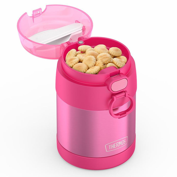 Thermos® 10oz FUNtainer® food jar in Navy — close-up of lid mechanism