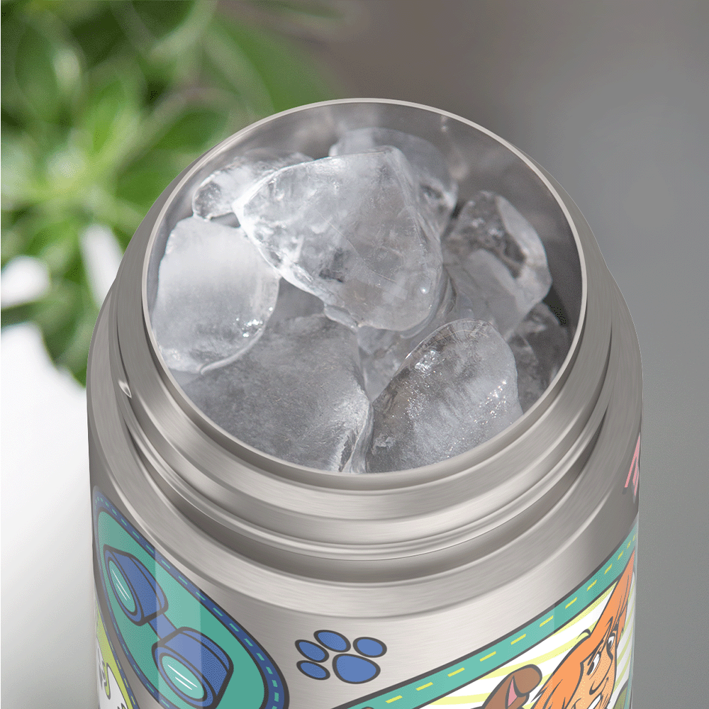 Thermos® 12oz FUNtainer® water bottle in Default Title — shown filled with ice, demonstrating insulation