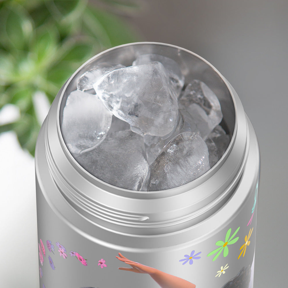 Thermos® 12oz FUNtainer® water bottle in Default Title — shown filled with ice, demonstrating insulation