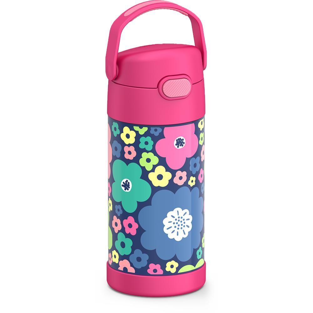 Thermos® 12oz FUNtainer® water bottle in Jungle Kingdom — angled view showing full profile