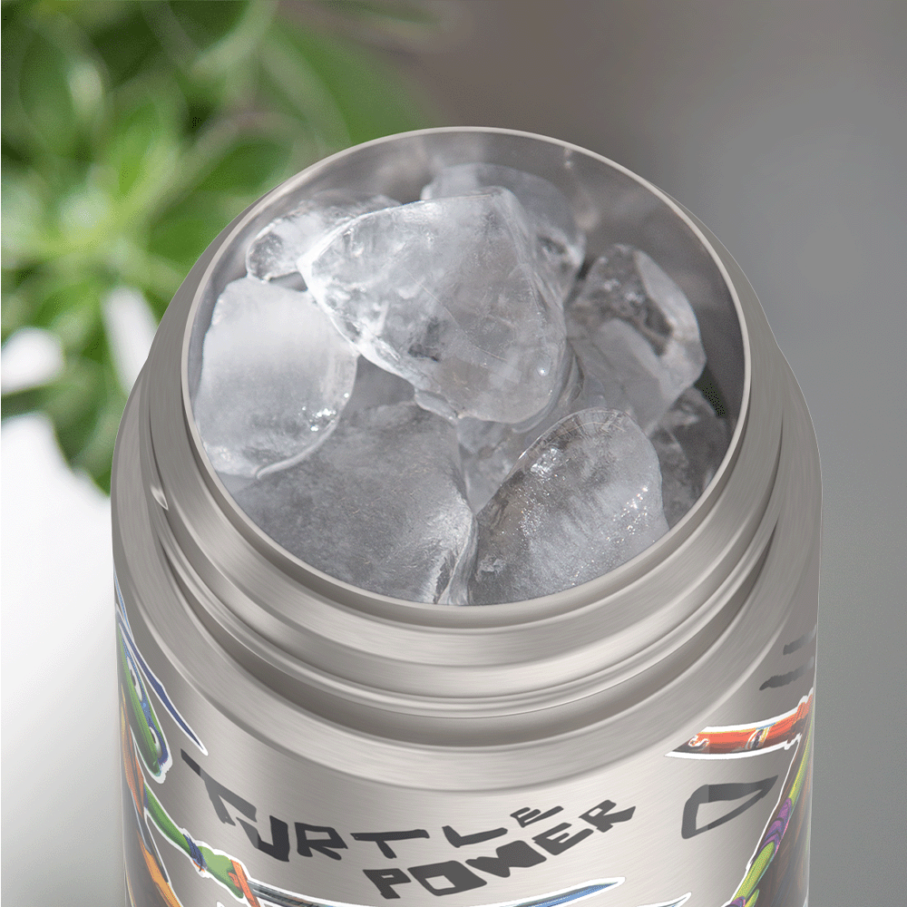 Thermos® 12oz FUNtainer® water bottle in Default Title — shown filled with ice, demonstrating insulation