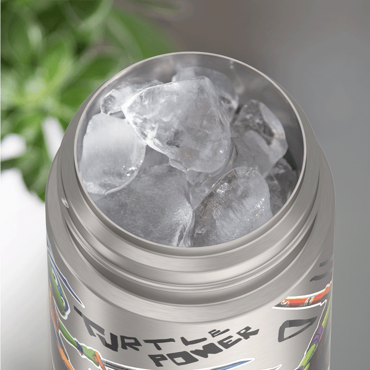 Thermos® 12oz FUNtainer® water bottle in Default Title — shown filled with ice, demonstrating insulation
