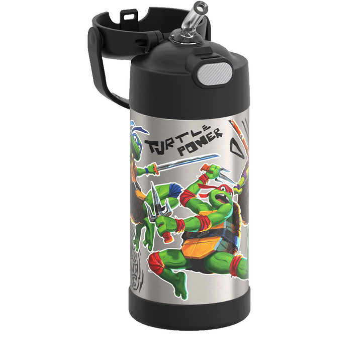 Thermos® 12oz FUNtainer® water bottle in Default Title — close-up of push-button straw lid