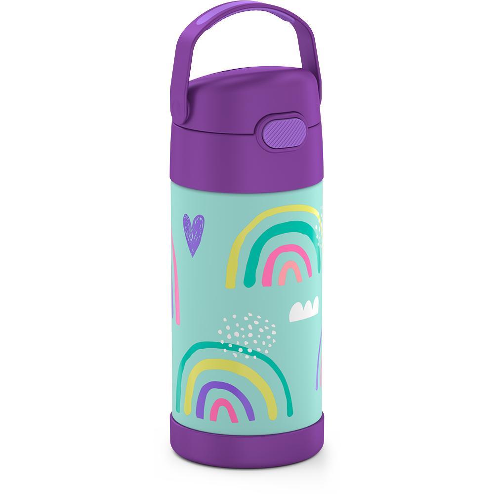 Thermos® 12oz FUNtainer® water bottle in Jungle Kingdom — angled view showing full profile